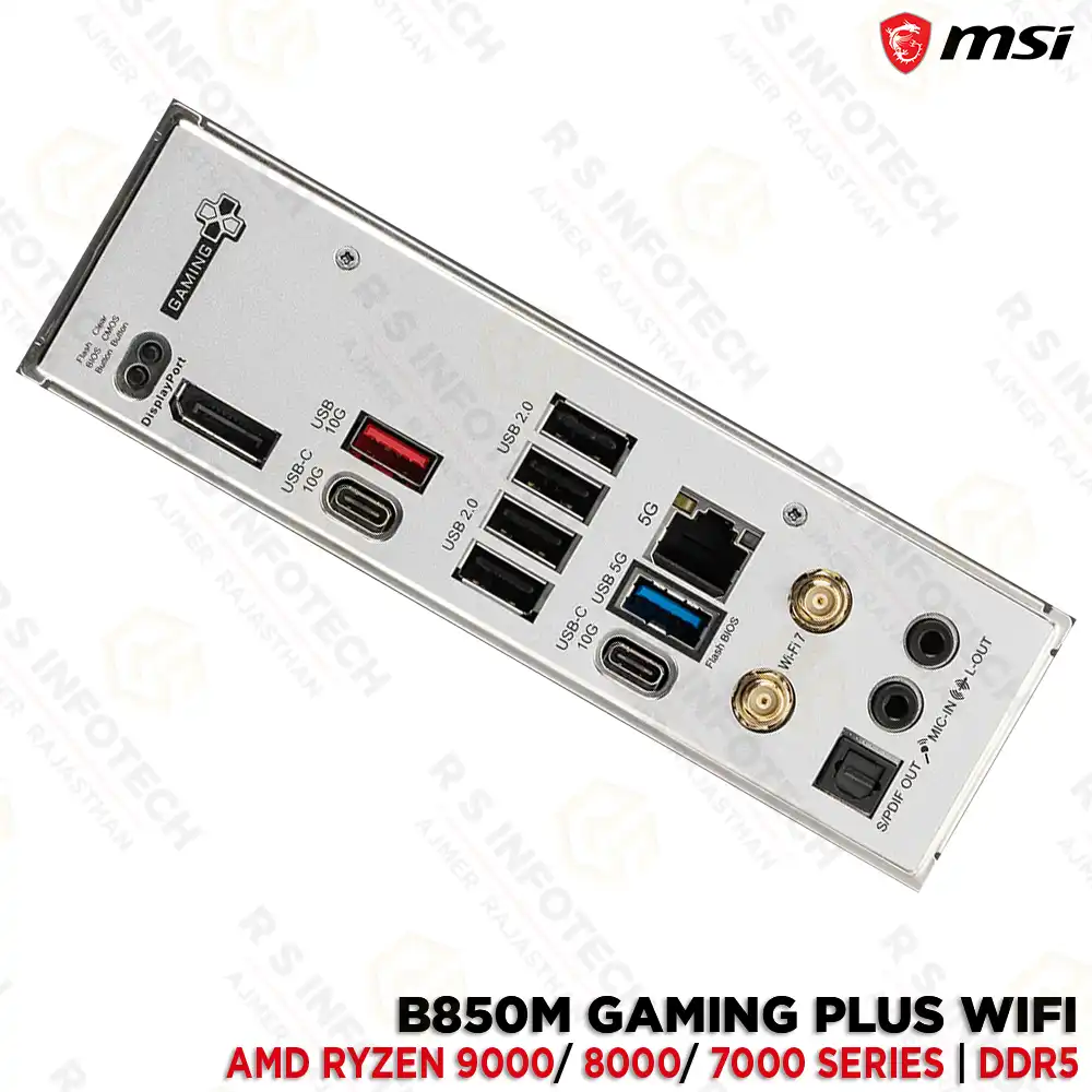 MSI B850 GAMING PLUS WIFI DDR5 AMD RYZEN 9000 8000 & 7000 SERIES MOTHERBOARD