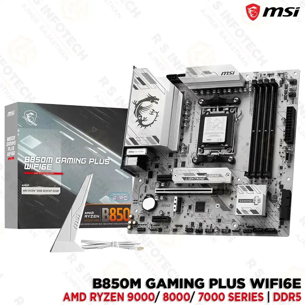 MSI B850M GAMING PLUS WIFI6E DDR5 AMD RYZEN 9000 8000 & 7000 SERIES MOTHERBOARD