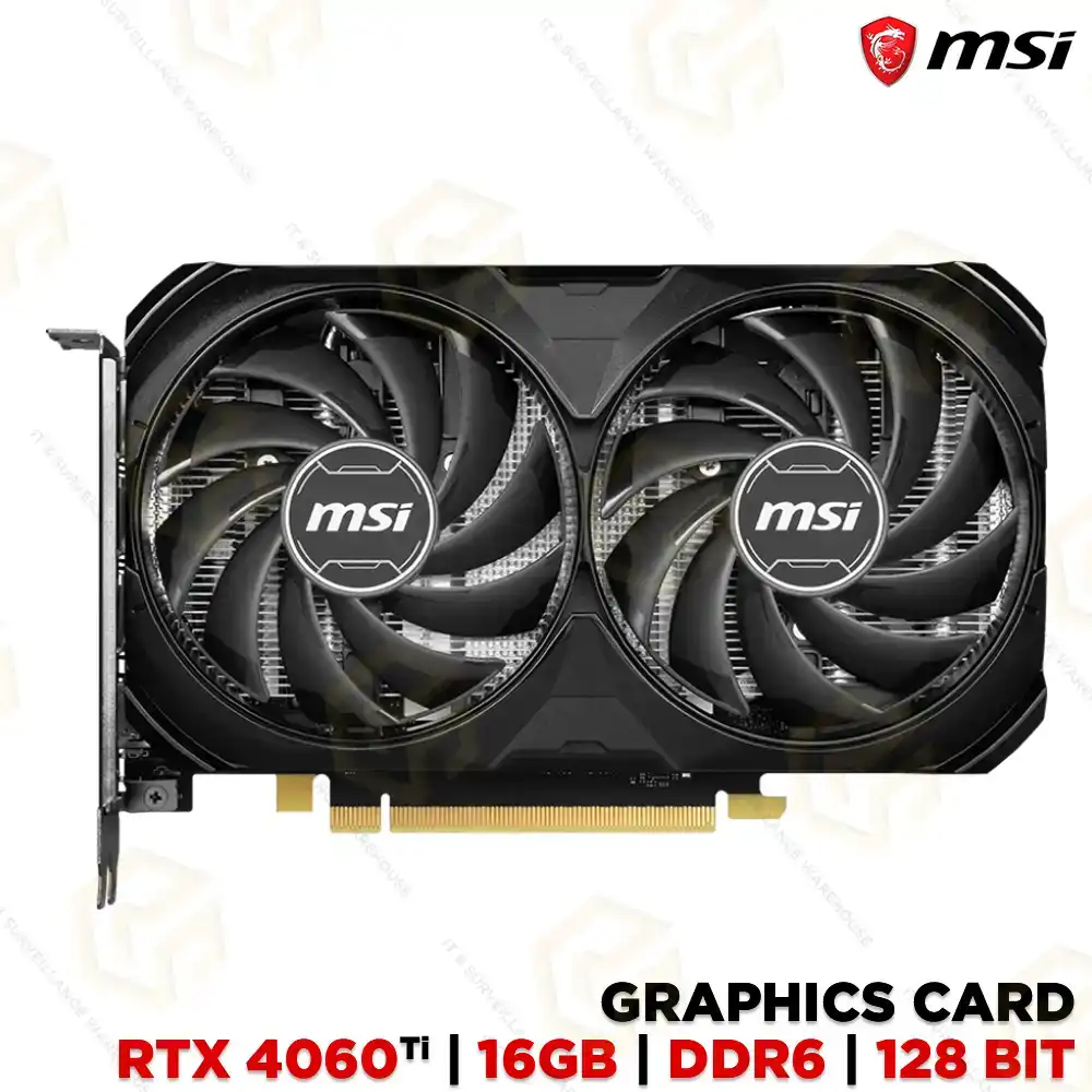 MSI GEFORCE RTX 4060TI VENTUS 2X BLACK 16GB OC DUAL FAN GDDR6 GRAPHIC CARD