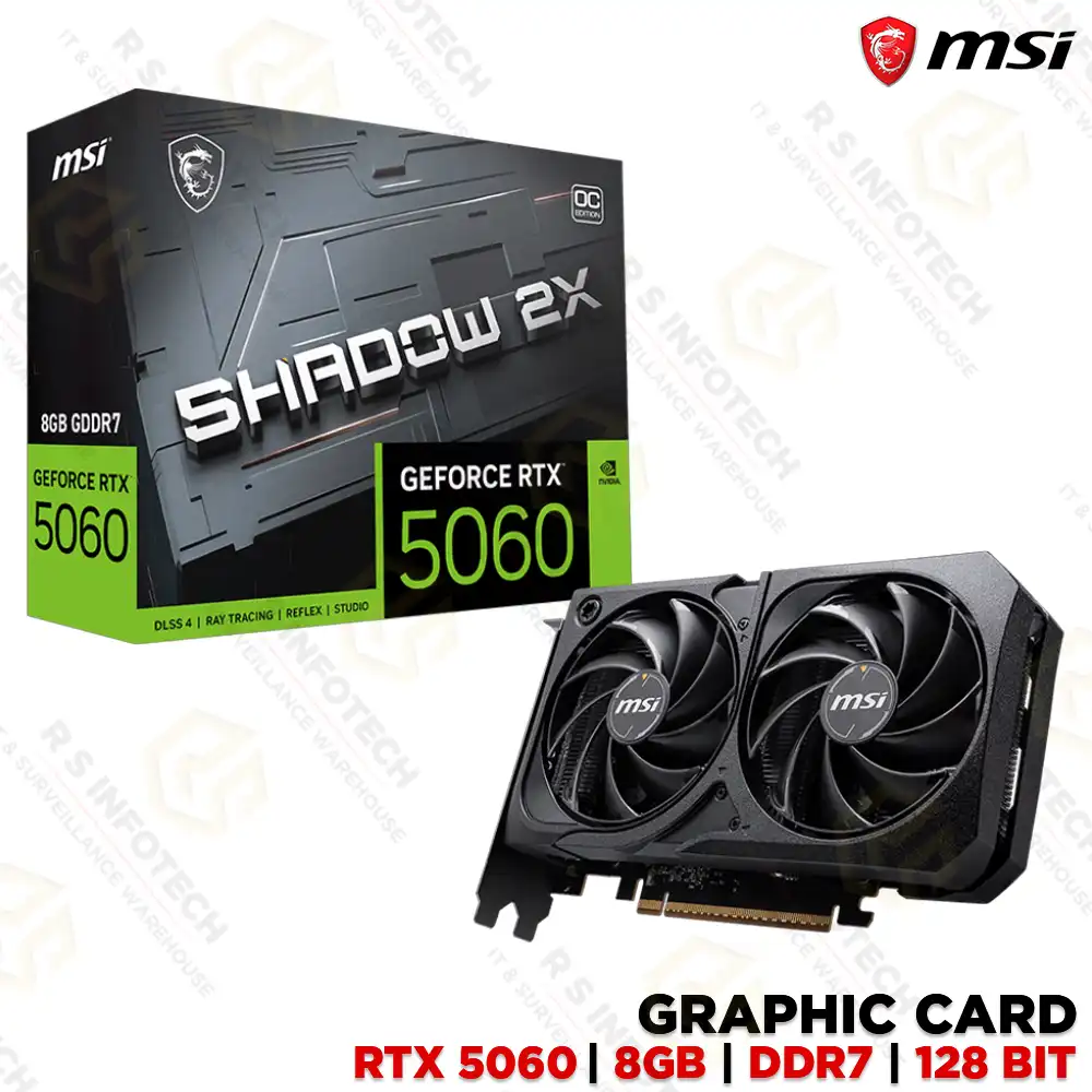MSI GEFORCE RTX 5060 DDR7 8GB SHADOW 2X OC GRAPHIC CARD