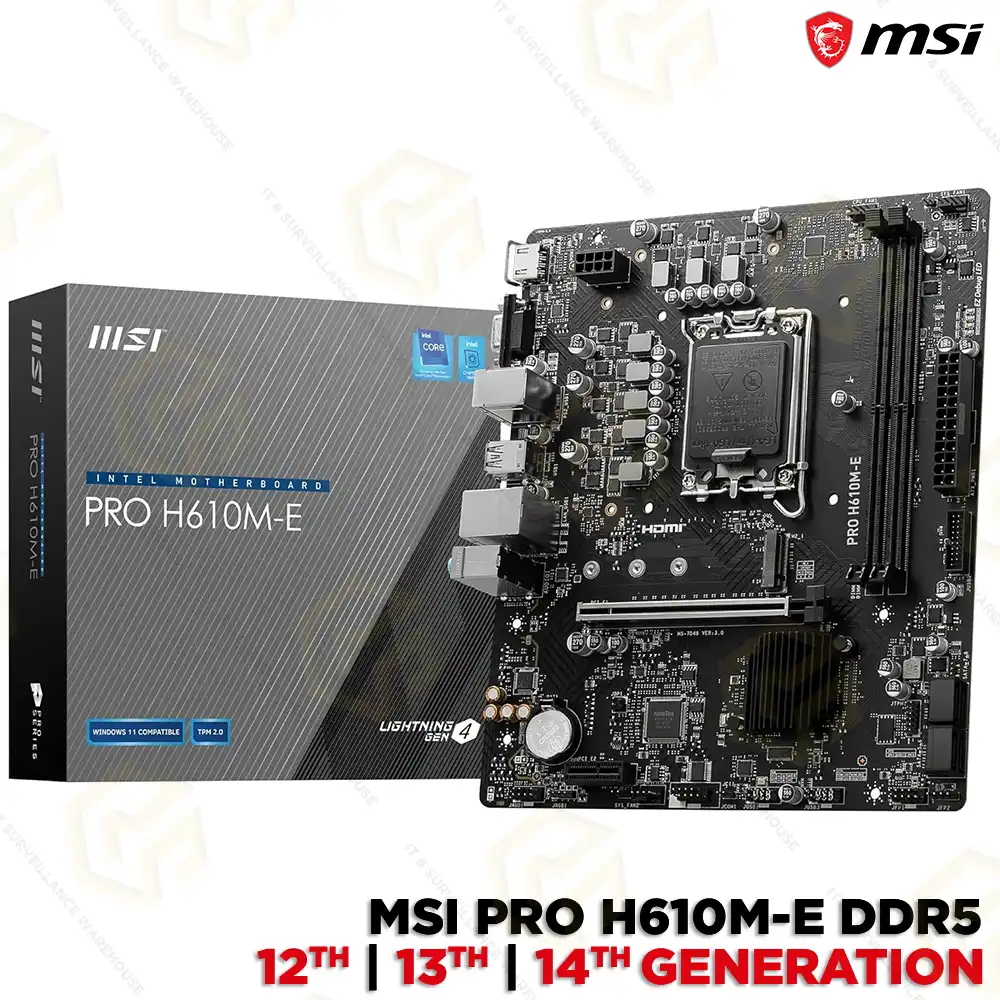 MSI PRO H610M-E DDR5 MOTHERBOARD LGA1700 12TH/ 13TH/ 14TH GEN | LGA1700 (3YEAR)