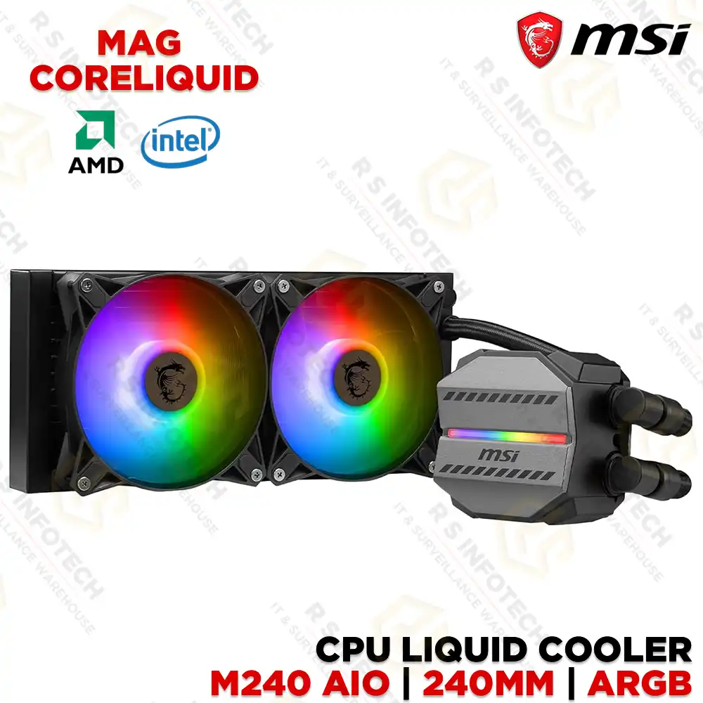 MSI MAG CORELIQUID M240 ARGB 240MM CPU LIQUID COOLER (BLACK)