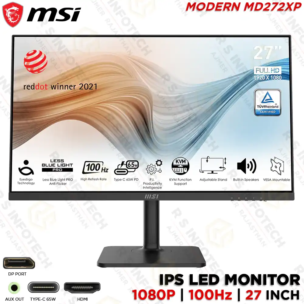 MSI MODERN MD272XP 27" 100HZ FHD IPS MONITOR | TYPE-C DISPLAY | HDMI DP