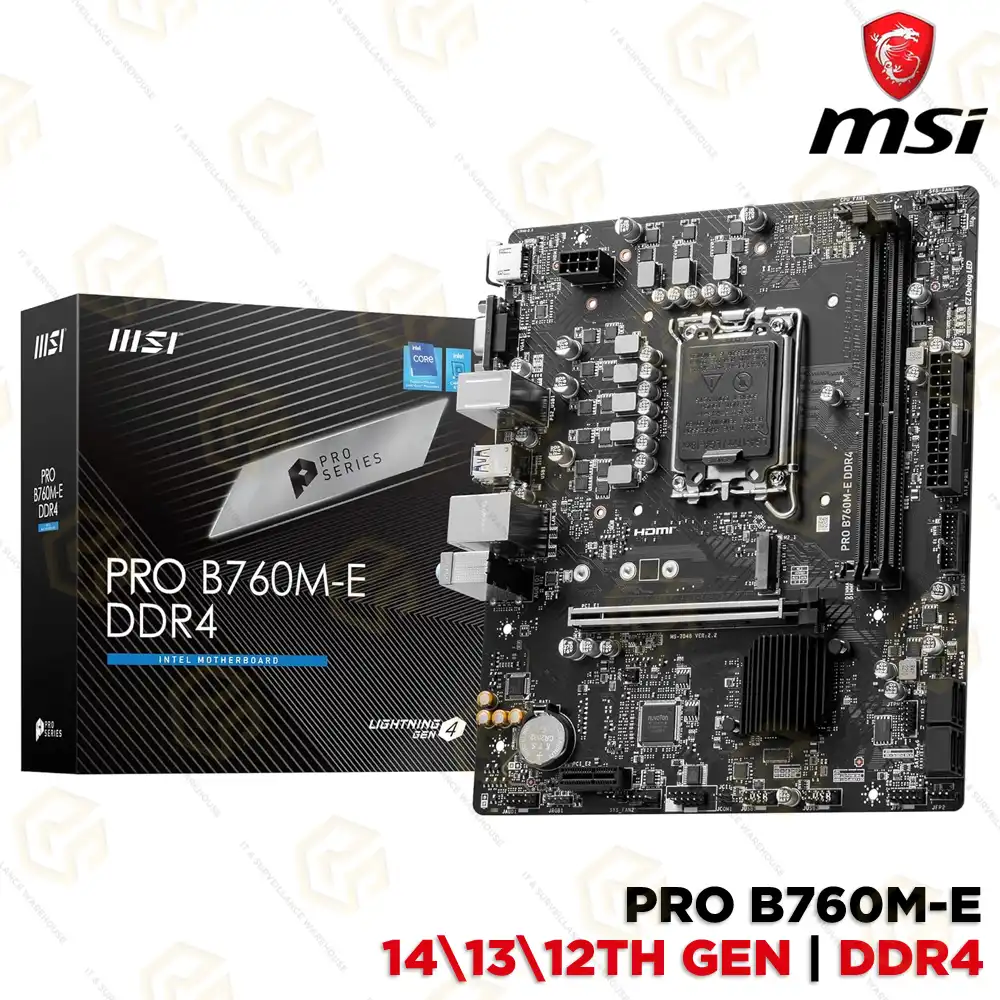 MSI PRO B760M-E DDR4 MOTHERBOARD 12TH, 13TH & 14TH GEN | M.2 GEN4 SLOT