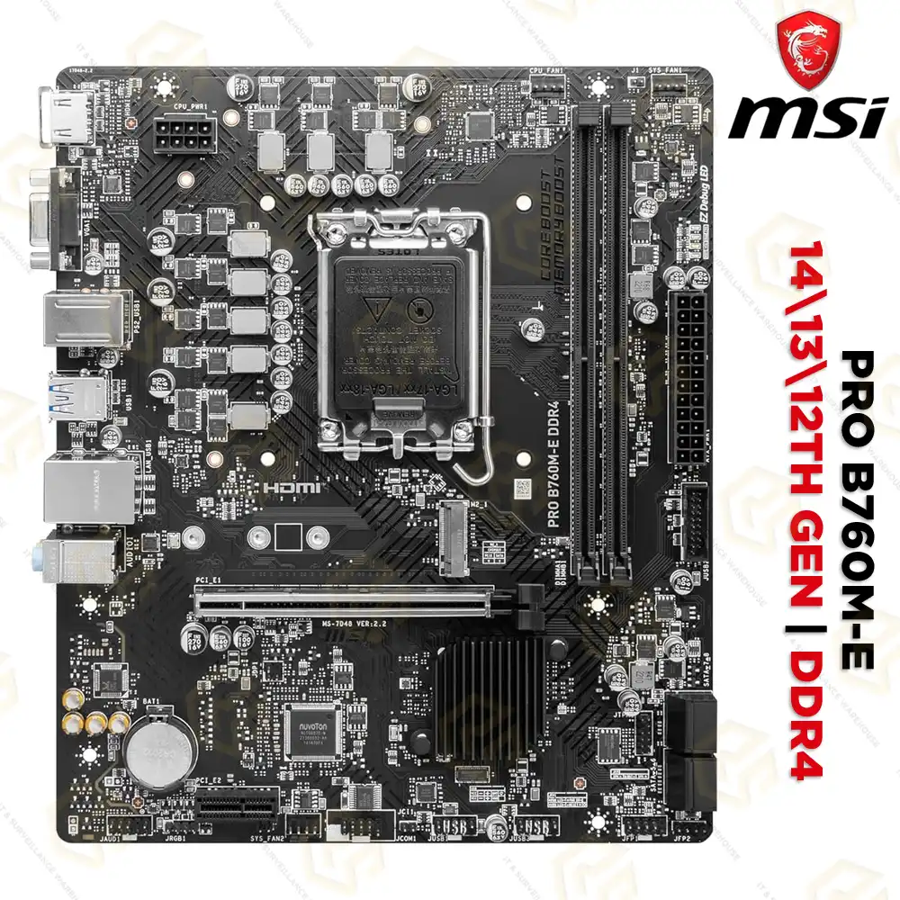 MSI PRO B760M-E DDR4 MOTHERBOARD 12TH, 13TH & 14TH GEN | M.2 GEN4 SLOT