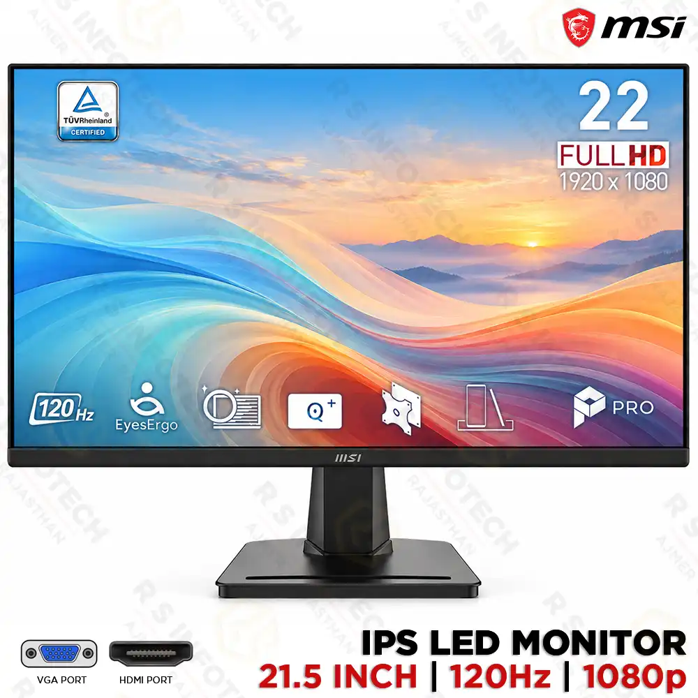 MSI PRO MP225 E12VL 21.45-INCH FHD VA 120HZ MONITOR – BLACK