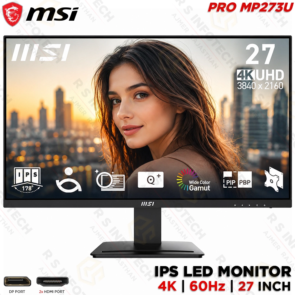 MSI PRO MP273U 27" 4K IPS BUSINESS PRODUCTIVITY MONITOR | 60HZ | HDR READY (3YEAR)