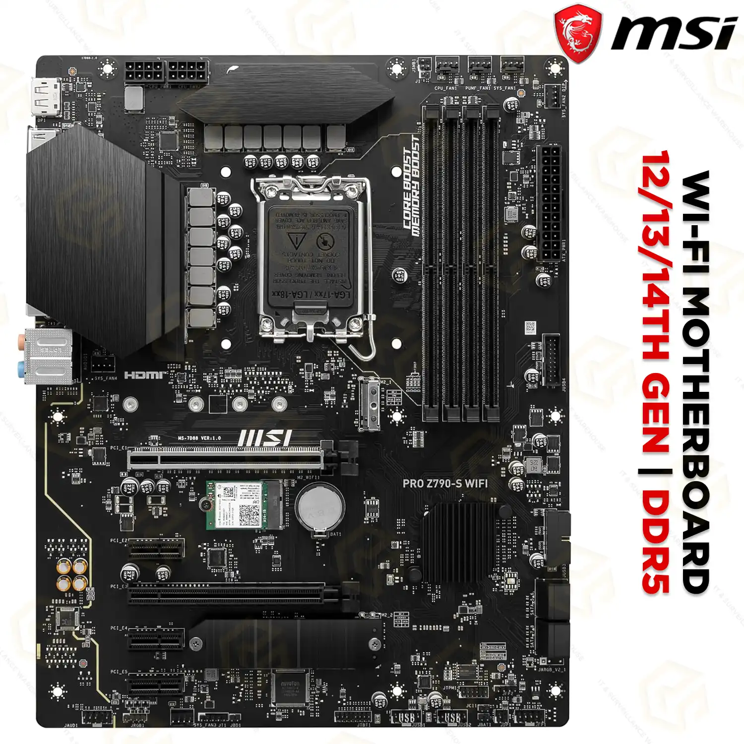 MSI PRO Z790-S WIFI+BLUETOOTH DDR5 MOTHERBOARD 12TH/ 13TH/ 14TH GEN