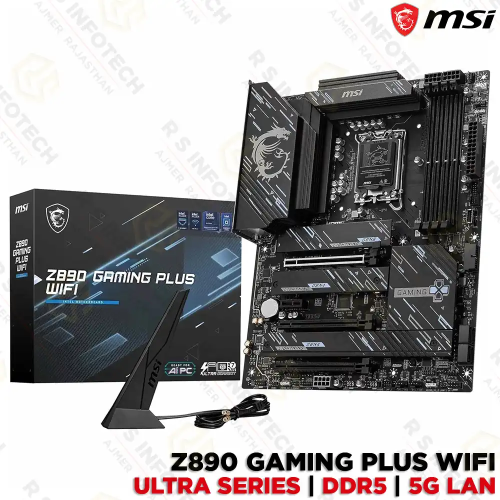MSI Z890 GAMING PLUS WIFI BLACK MOTHERBOARD ULTRA CPU SUPPORT (3 YEAR)