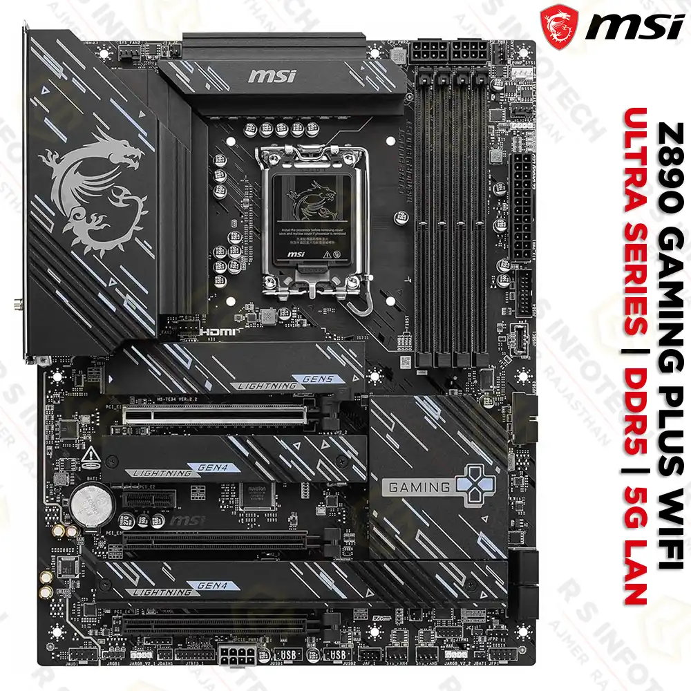 MSI Z890 GAMING PLUS WIFI BLACK MOTHERBOARD ULTRA CPU SUPPORT (3 YEAR)