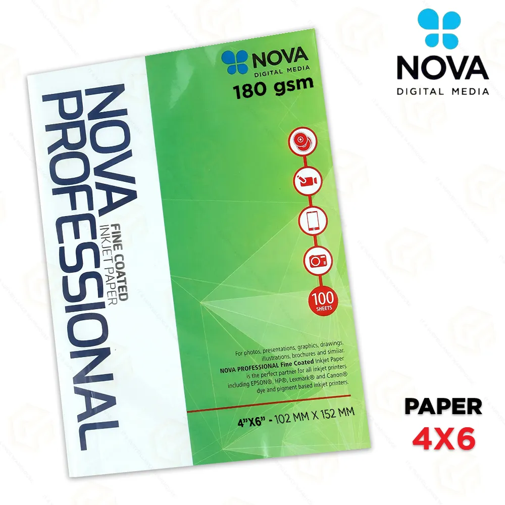 NOVA PHOTO PAPER 180GSM 4X6 SIZE (100 SHEETS PACK)