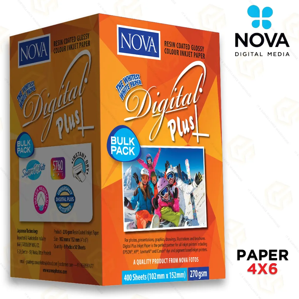 NOVA 4X6 DIGITAL PLUS PHOTO PAPER 270GSM (PACK OF 50 SHEETS)