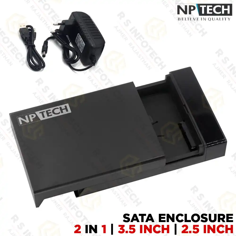 NPTECH 3.5 INCH SATA HARD DRIVE CASING/ENCLOSURE | USB 3.0 | TOOL-FREE DESIGN