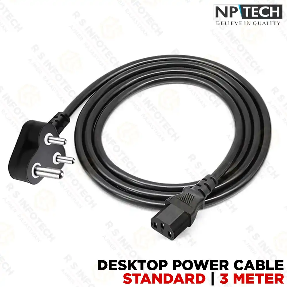 NPTECH DESKTOP POWER CABLE 3 METER 3-PIN PLUG – BLACK