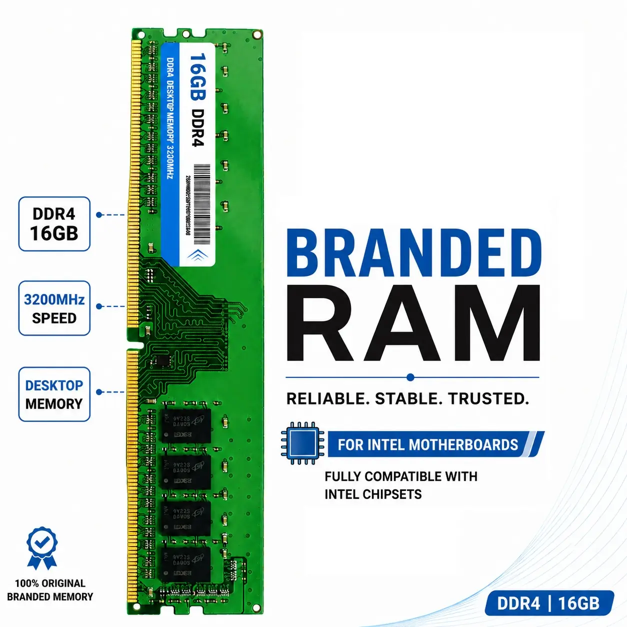 OEM DDR4 16GB 3200MHZ DESKTOP RAM FOR INTEL MOTHERBOARD (3YEAR)