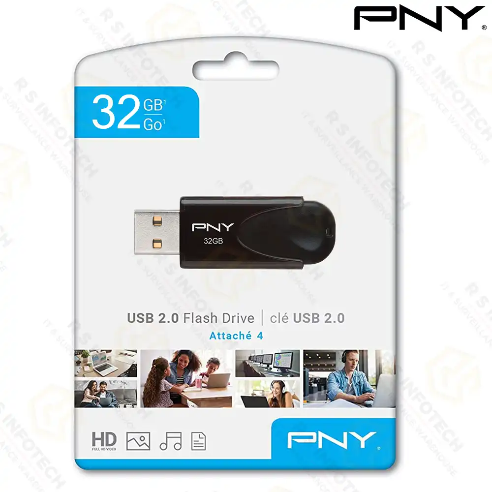 PNY 32GB ATTACHE 4 USB 2.0 TYPE-A PEN DRIVE (5YEAR)