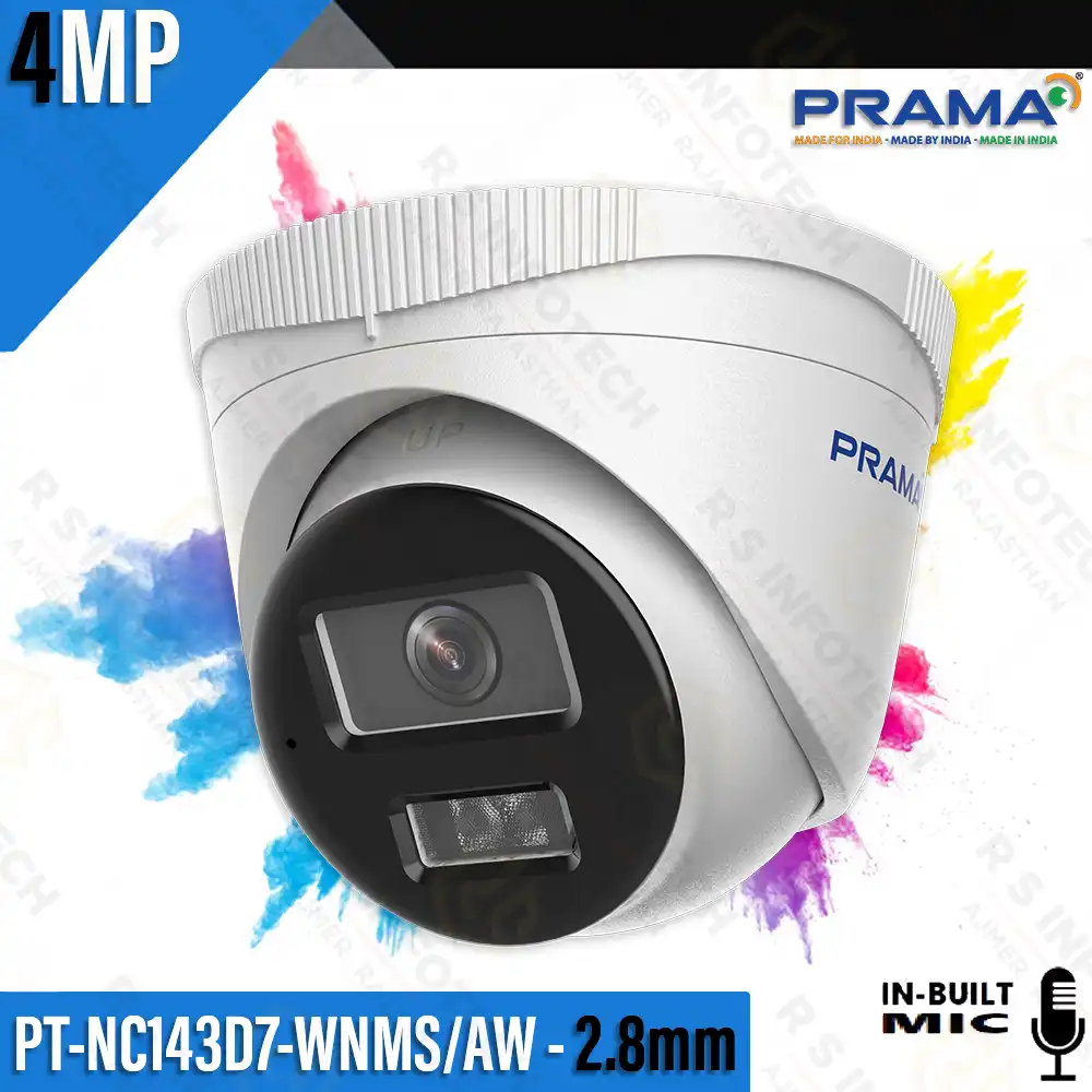PRAMA PT-NC143D7-WNMS/AW 4MP RANGINVIEW DUAL LIGHT 2.8 IP DOME CAMERA (2 YEAR)