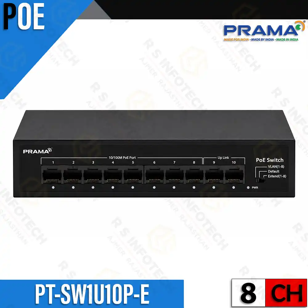 PRAMA PT-SW1U10P-E 8+2 100MBPS POE SWITCH