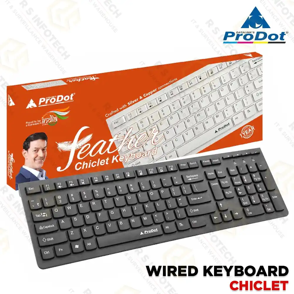 PRODOT FEATHER CHICLET WIRED USB KEYBOARD (1 YEAR)