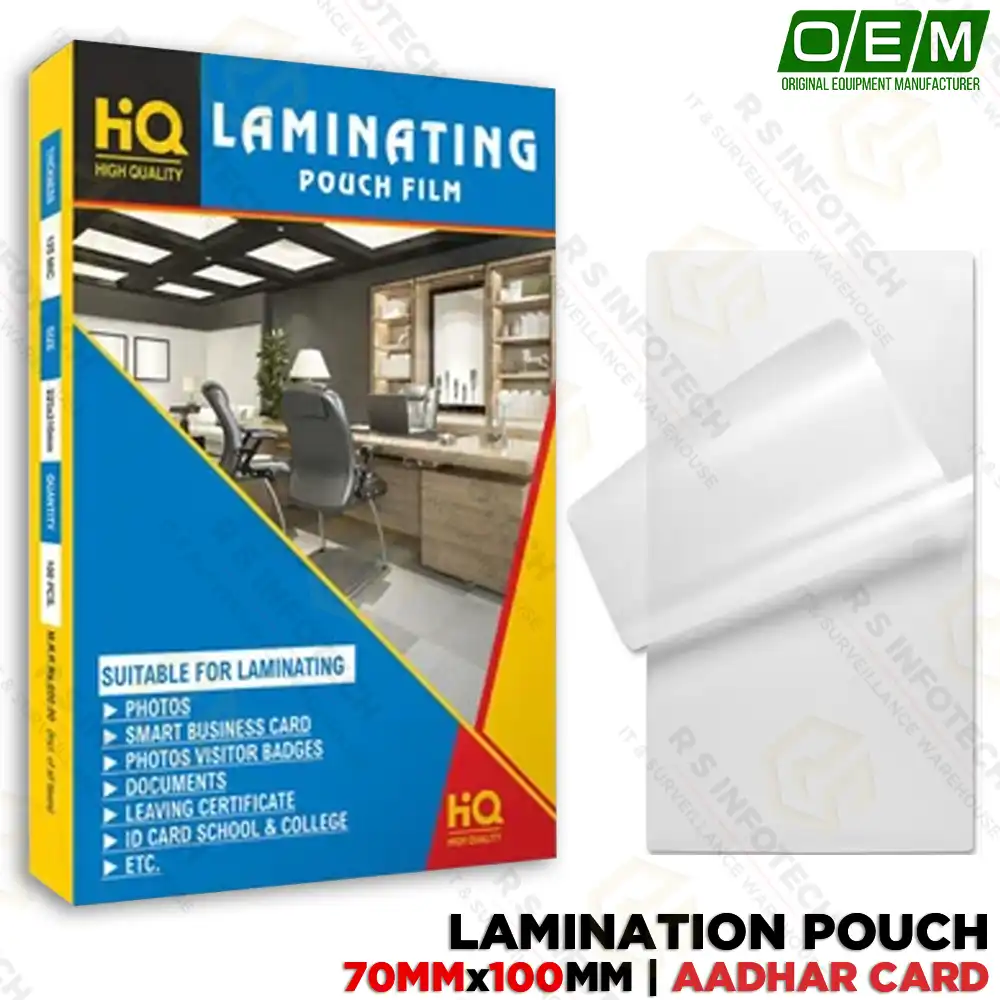 PVC LAMINATION POUCH AADHAR CARD SIZE 70MM*100MM(PACK OF 100)