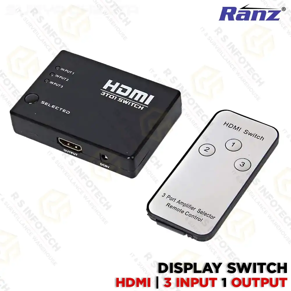 RANZ HDMI 3 TO 1 SWITCH WITH REMOTE