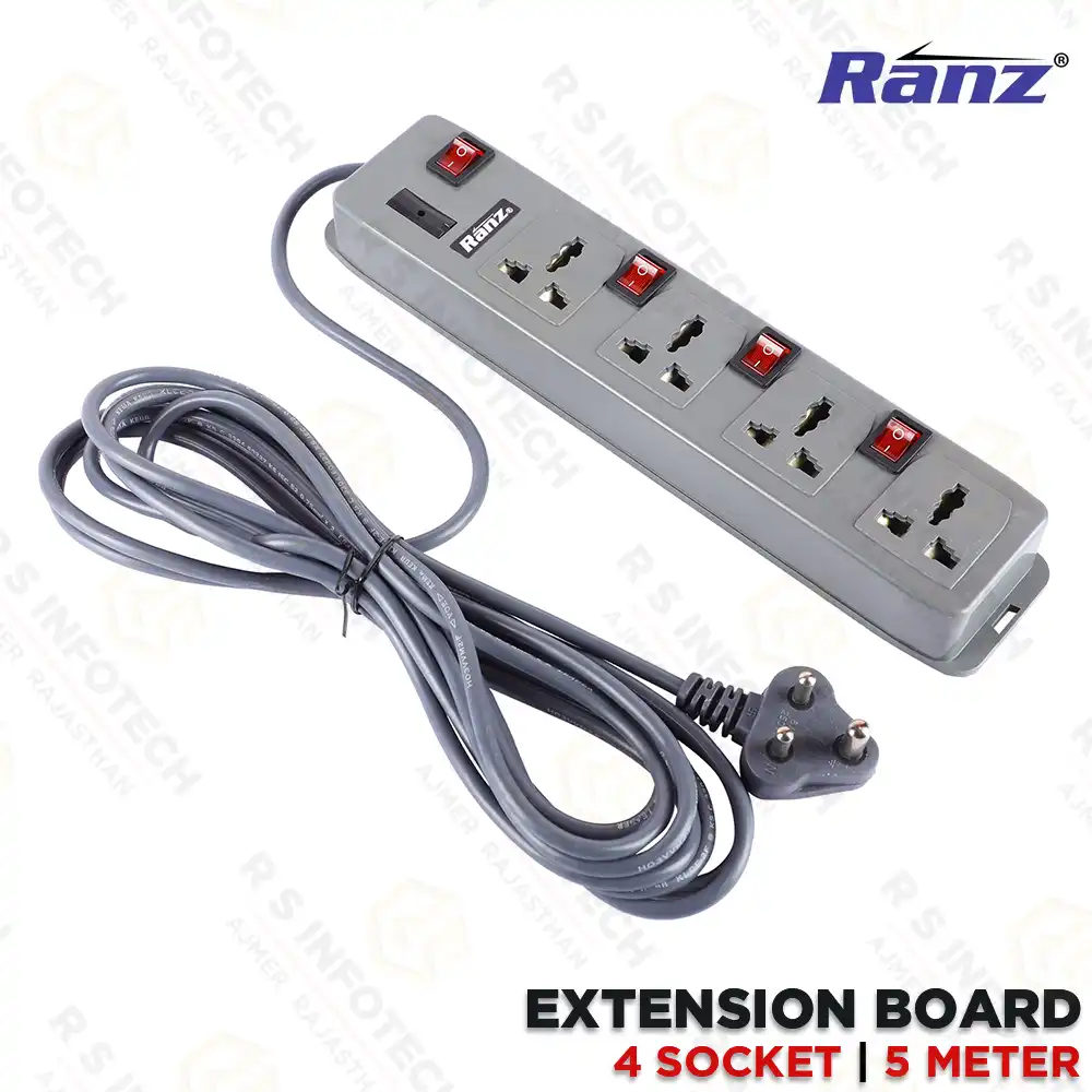RANZ SPIKE BUSTER 5MTR 4-WAY 4-SWITCH | POWER STRIP | SURGE PROTECTOR