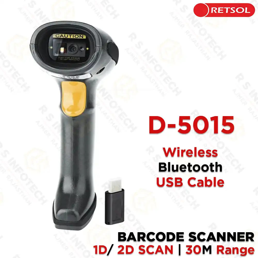 RETSOL D-5015 3-IN-1 2D BARCODE SCANNER | WIRED + WIRELESS + BLUETOOTH | QR SCANNER