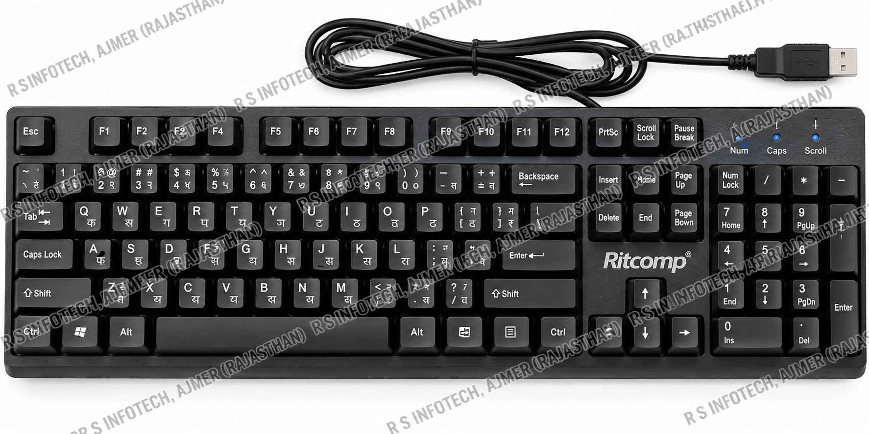 RITCOMP MECHANICAL USB BILINGUAL KEYBOARD 2299 | HINDI (1YR)