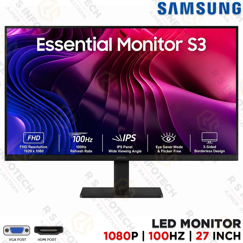 SAMSUNG LS27D300GAWXXL 27" 100HZ SLIM BORDERLESS FHD MONITOR