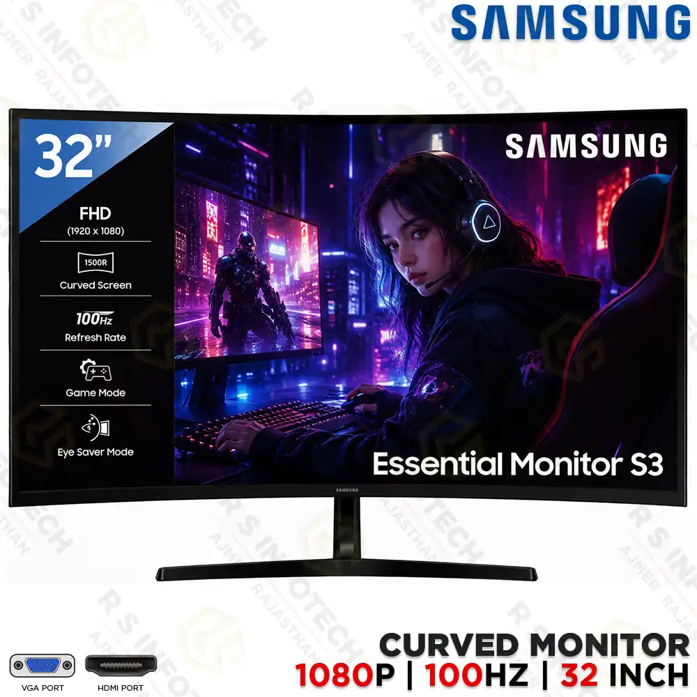 SAMSUNG LS32D390GAWXXL 32-INCH FHD 100HZ CURVED VA MONITOR HDMI VGA (3 YEAR)