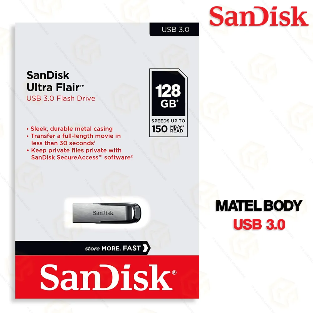 SANDISK 128GB ULTRA FLAIR 3.0 PEN DRIVE | METAL BODY (SDCZ73-128G-I35)