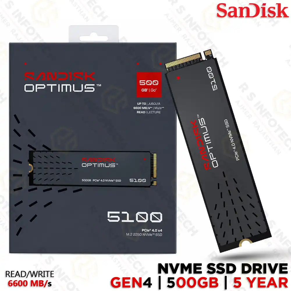 SANDISK OPTIMUS 5100 500GB PCIe GEN4 NVMe M.2 SSD UP TO 6600MB/S READ (5 YEAR)