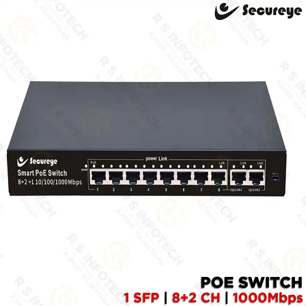 SECUREYE S-8FE2UG1UF-NB 8+2 GIGA UPLINK WITH 1SFP PORT POE SWITCH