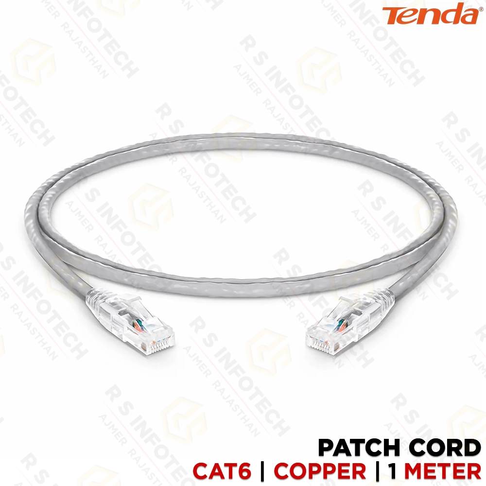TENDA CAT.6 1MTR GREY PATCH CORD CABLE | NETWORK CABLE | RJ45 CONNECTIVITY