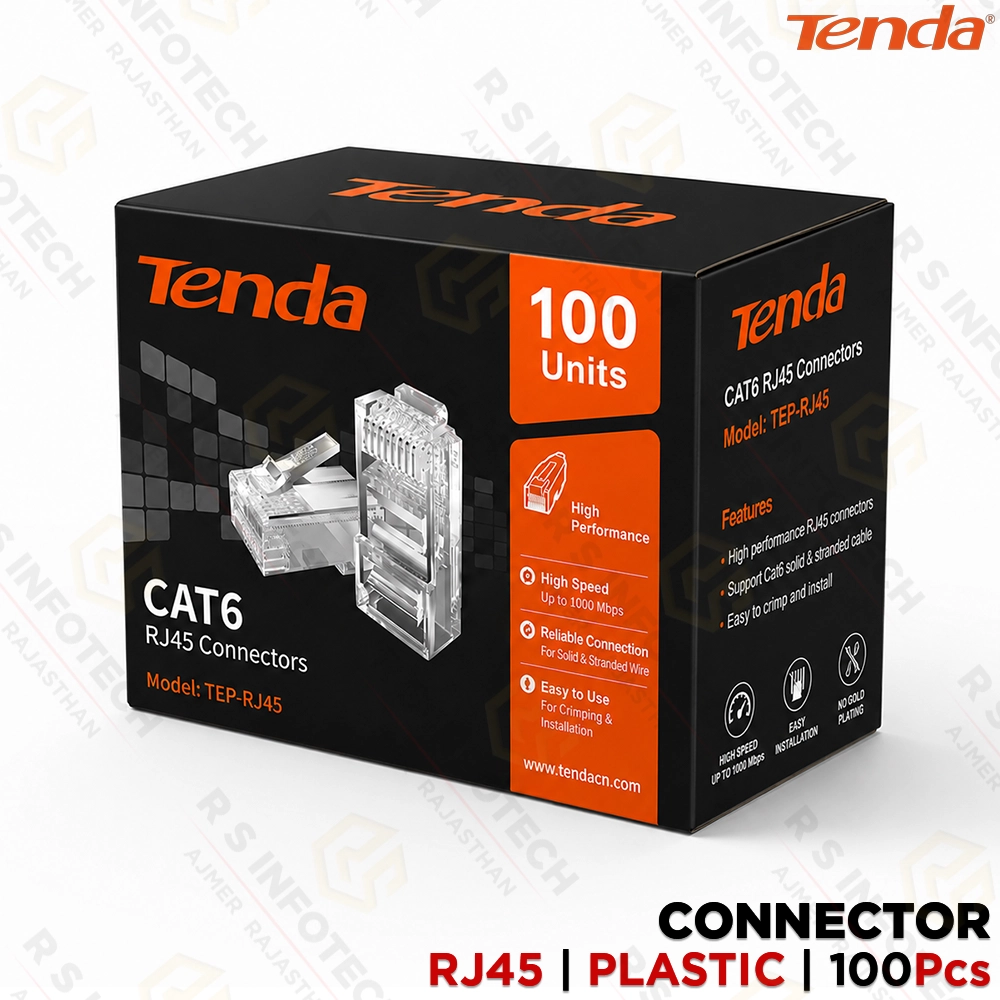 TENDA RJ45 CONNECTOR | NETWORK CONNECTOR | CAT.5E/CAT.6 SUPPORT
