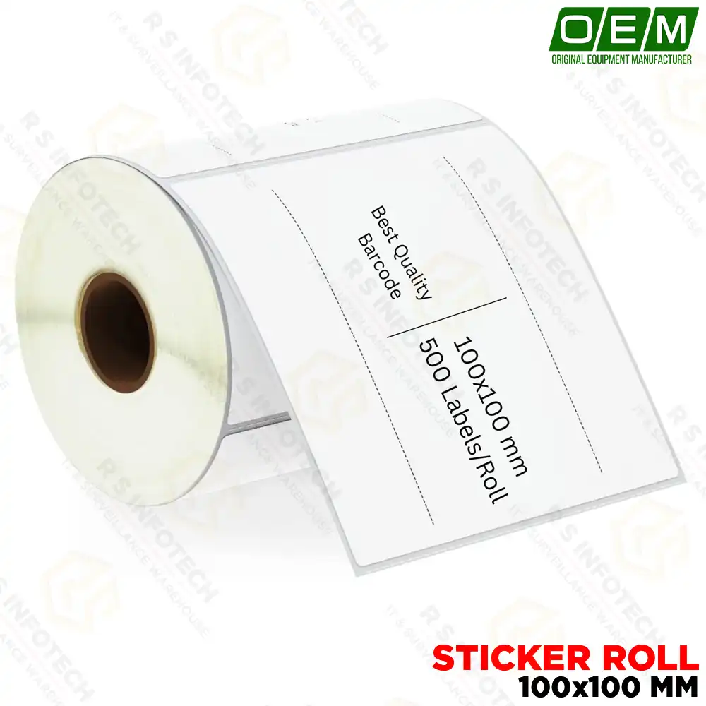 THERMAL BARCODE STICKER ROLL 100MM*100MM 500 LABEL/ROLL WAX PRINT SUPPORT