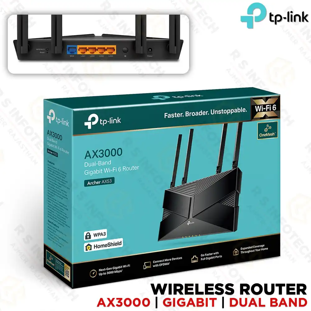TP-LINK ARCHER AX53 AX3000 DUAL BAND GIGABIT WI-FI 6 ROUTER (3 YEAR)