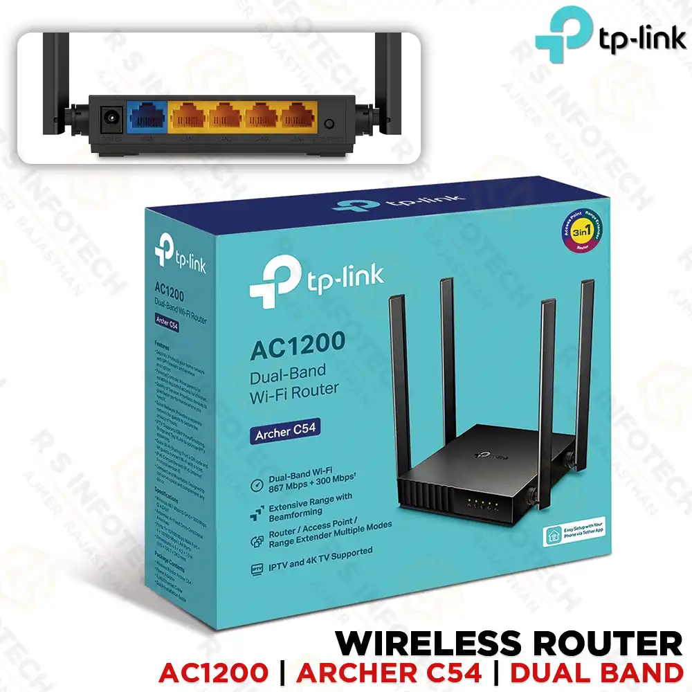 TP-LINK ARCHER C54 AC1200 DUAL BAND WI-FI ROUTER | 867/300MBPS | 4 ANTENNAS (3 YEAR)