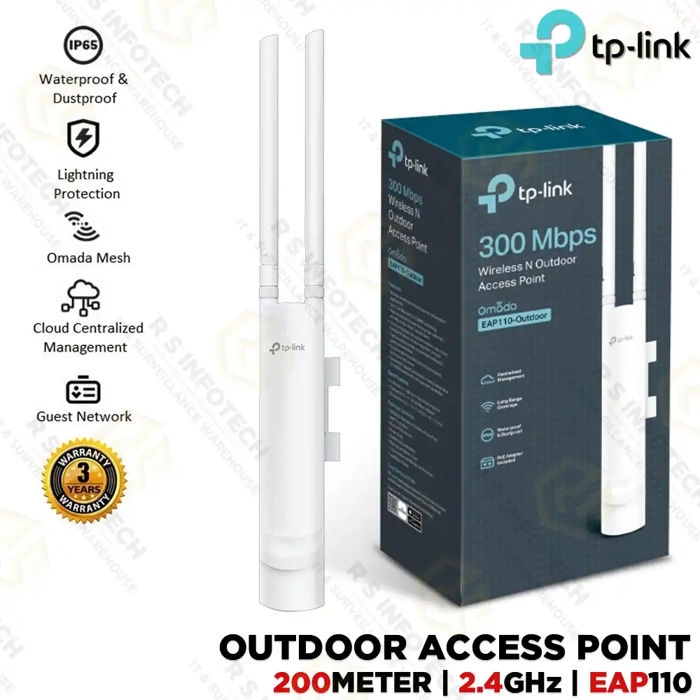 TP-LINK OUTDOOR ACCESS POINT EAP110 2.4GHZ | 200MTR
