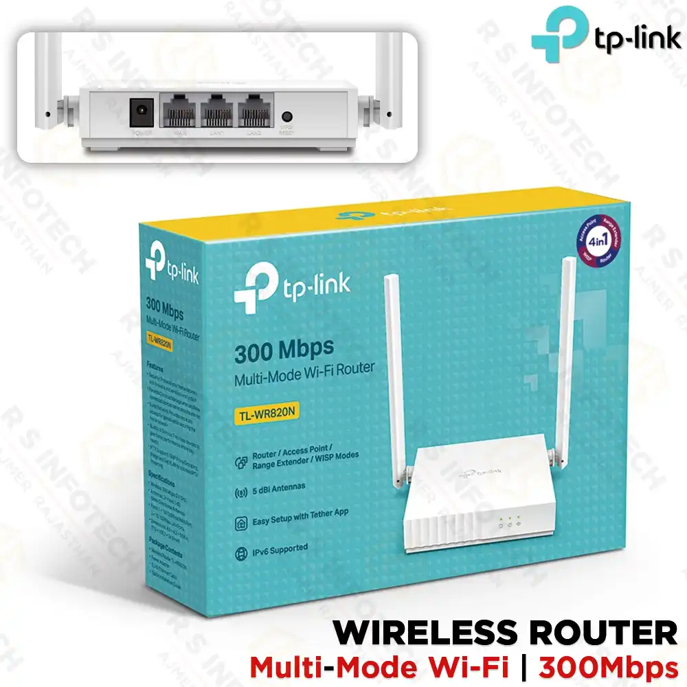 TP-LINK TL-WR820N N300 SINGLE-BAND WI-FI 4 MULTI-MODE ROUTER (3 YEAR)