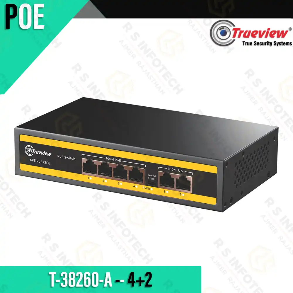 TRUEVIEW T-38260-A 4+2 PORT 100MBPS POE SWITCH
