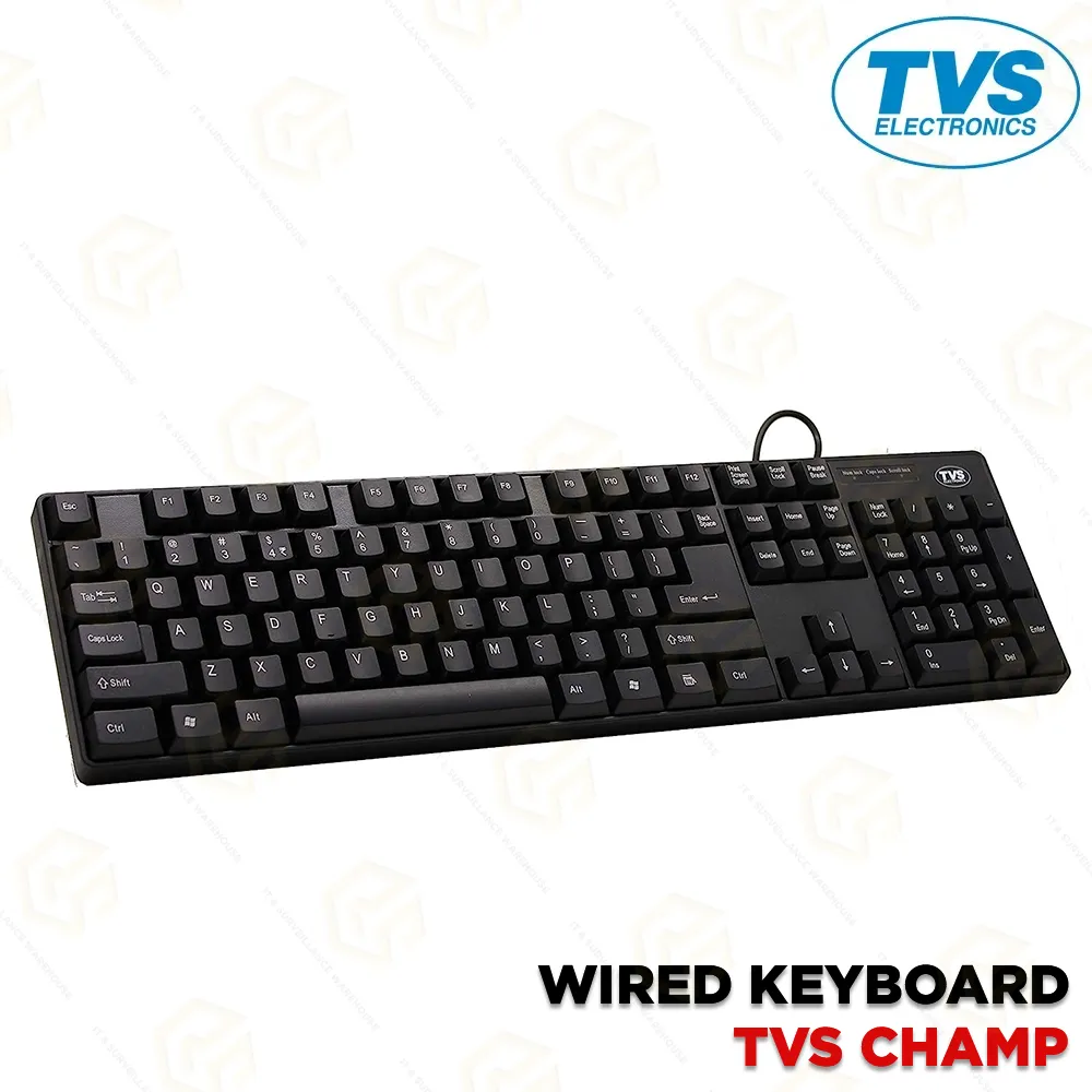 TVS CHAMP USB WIRED KEYBOARD | LASER-ETCHED KEYS | RUPEE SYMBOL (1YEAR)