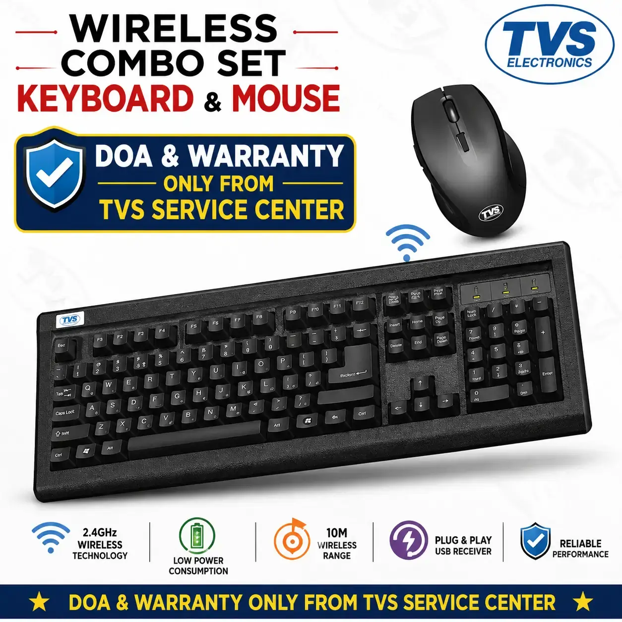 TVS PLATINA WIRELESS KEYBOARD & MOUSE COMBO | ADJUSTABLE DPI | (ONLY SERVICE CENTER WARRANTY)