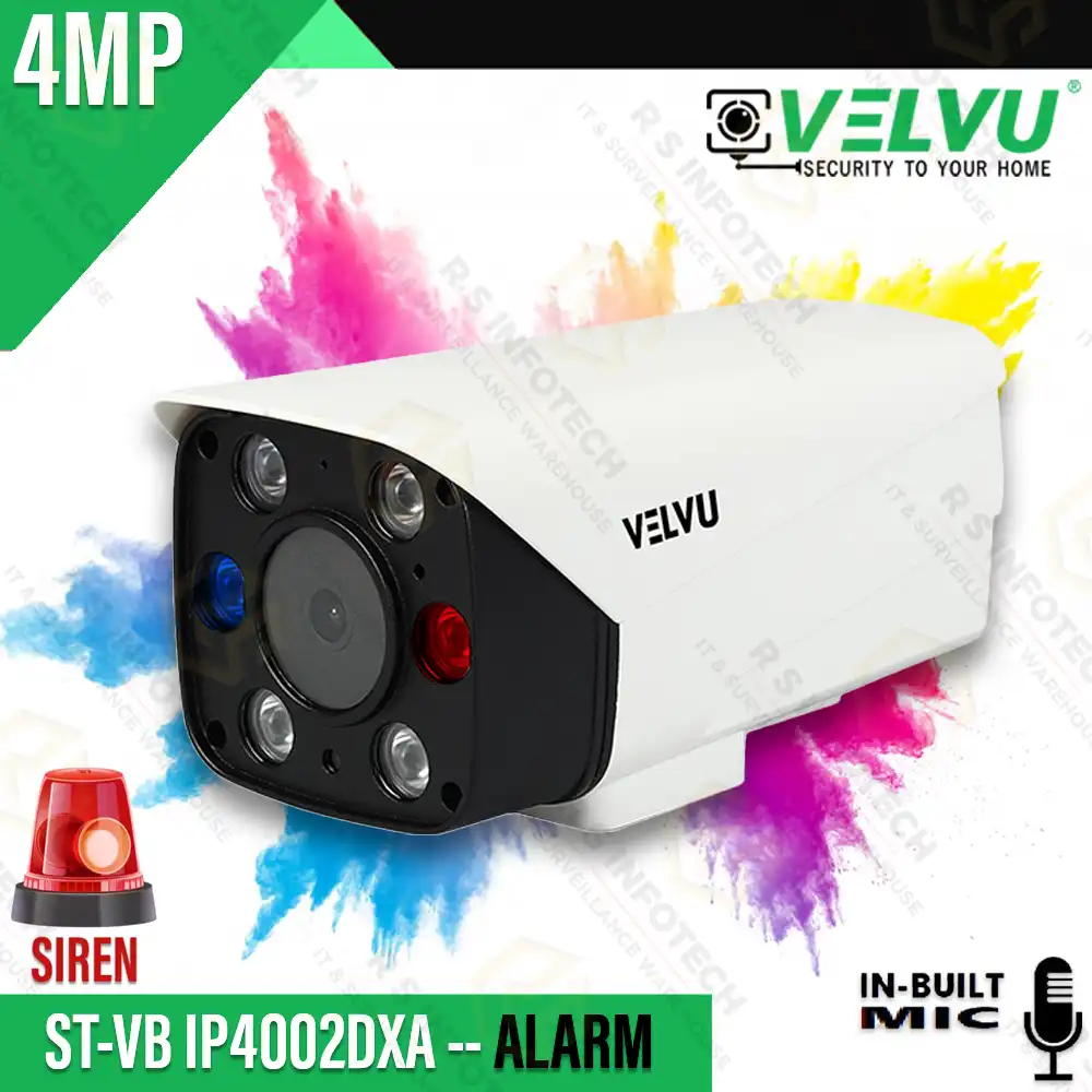 VELVU IP4002DXA 4MP IP BULLET | INBUILT AUDIO & ALARM