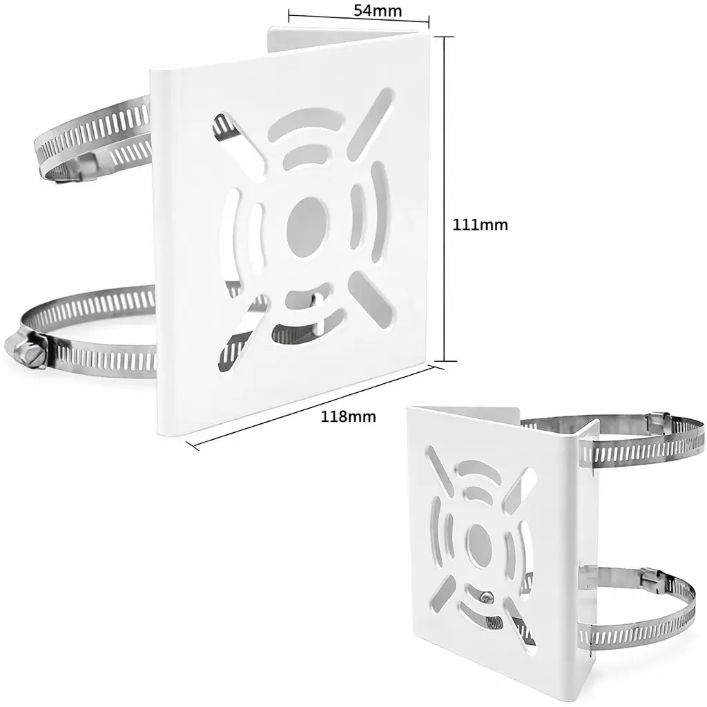 VELVU POLE MOUNT BRACKET FOR CCTV CAMERA 118×111×54MM | 2 HOOPS WITH POLE BRACKET