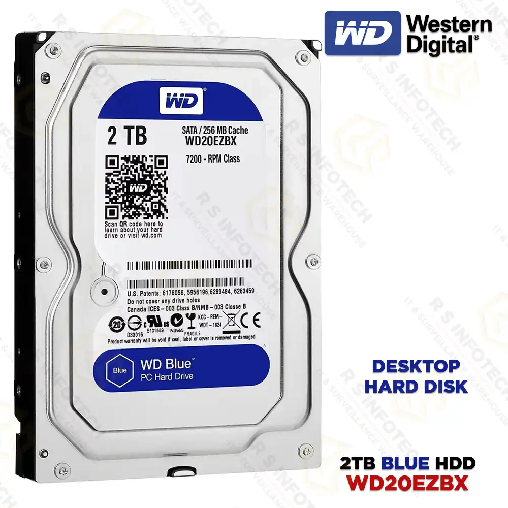WD 2TB BLUE 3.5" DESKTOP HARD DRIVE 7200RPM (2YEAR)