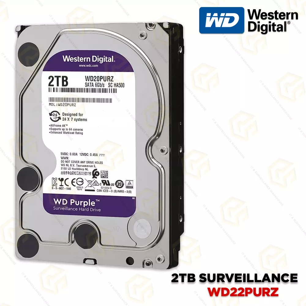 WD 2TB PURPLE SURVEILLANCE HARD DRIVE | 3YR