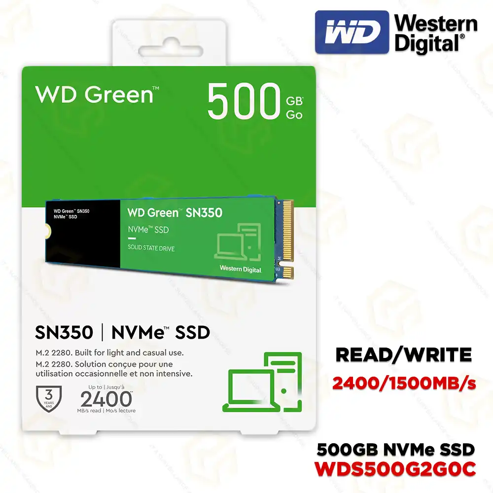 WD SN350 GREEN GEN3 500GB NVME SSD (3YEAR)