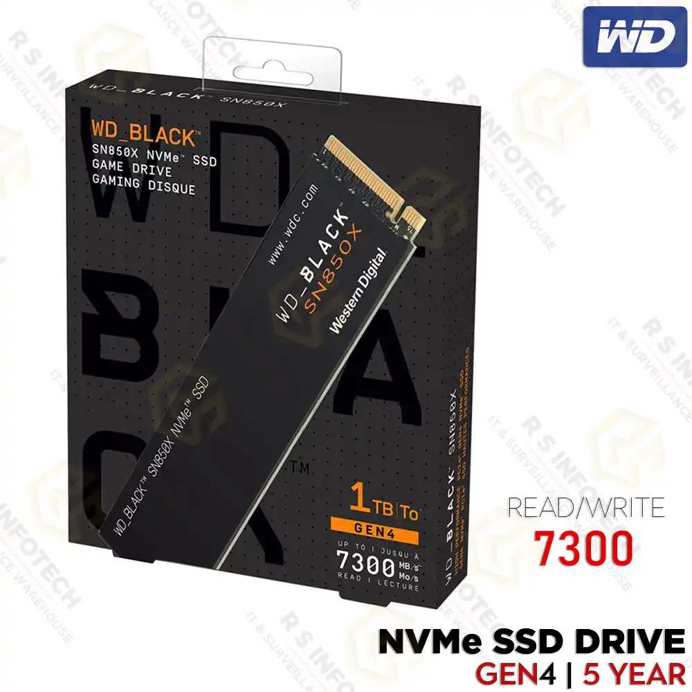 WD SN850X 1TB BLACK NVME GEN4 GAMING SSD 7300MB/s