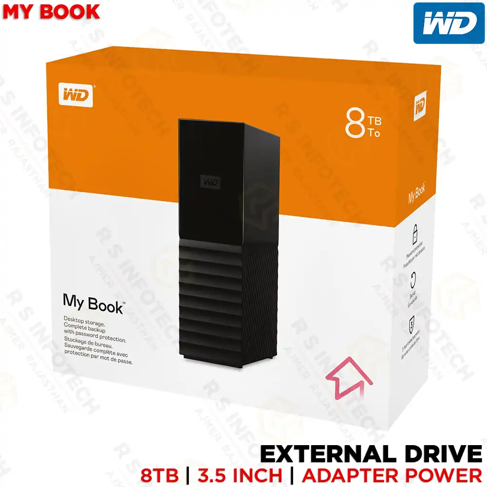 WESTERN DIGITAL MY BOOK 8TB EXTERNAL HARD DRIVE (BLACK)
